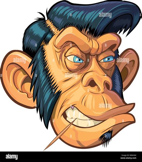 Vector Cartoon Clip Art Illustration Of A Tough Mean Chimpanzee Monkey