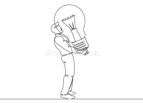 One Continuous Single Drawn Line Art Doodle Lamp Bulb Stock