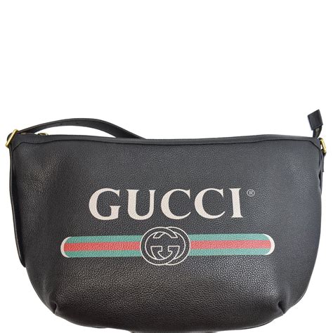 Gucci Half Moon Logo Calfskin Leather Hobo Shoulder Bag