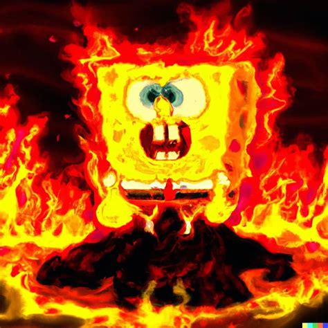 Prompthunt Spongebob Squarepants As A Demon In Burning Lake Of Fire
