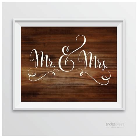 Mr And Mrs Rustic Wood Wedding Party Signs