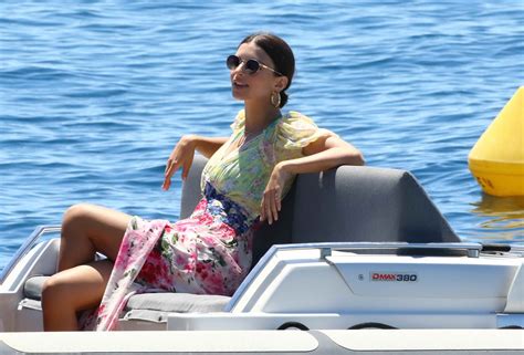 Emily Ratajkowski Arrives By Boat At The Hotel Eden Roc In Cannes