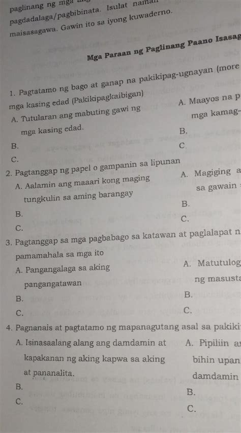 Gawain Panuto Isulat Sa Kaliwang Bahagi Ang Mga Paraan Ng Paglinang