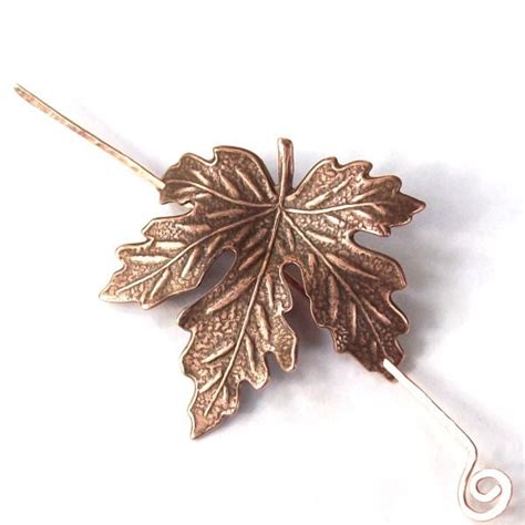 Maple Leaf Shawl Pin Leaf Scarf Pin Copper Hair Slide Etsy