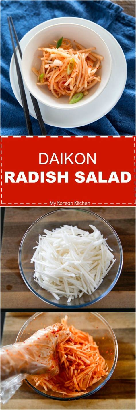 Vietnamese daikon and carrot pickles. Korean Style Daikon Radish Salad. It's crunchy, spicy and ...