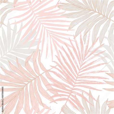 Luxurious Botanical Tropical Leaf Background In Pastel Blush Pink
