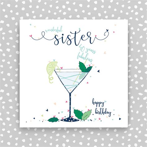 Greeting Card Sister 40th Birthday Card Molly Mae