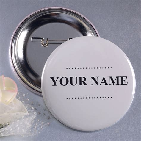 Custom Simple White With Name Button Pin 225 Round