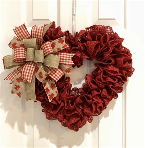 Valentine Heart Wreath Red Burlap Wreath Ruffle Burlap Etsy