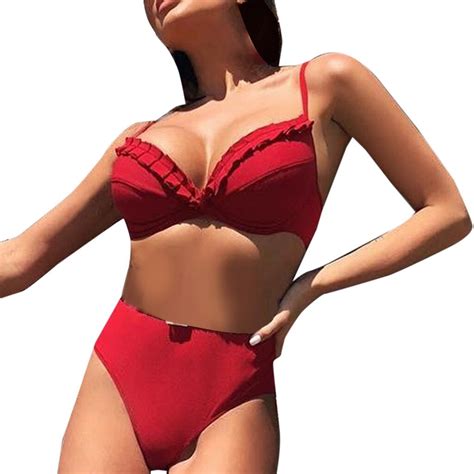 Aliexpress Com Buy Ishowtienda Swimwear Sexy Women Ruffles Bikini