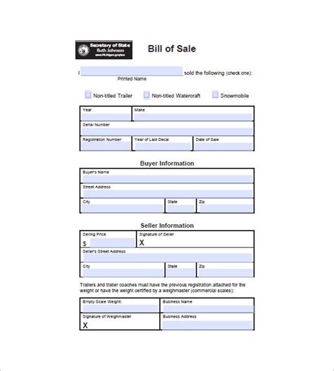 Utility Trailer Bill Of Sale Template Free Collection