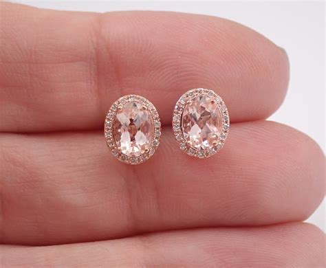 Morganite And Diamond Halo Earrings Morganite Earrings Diamond Earrings Ornate Jewelry