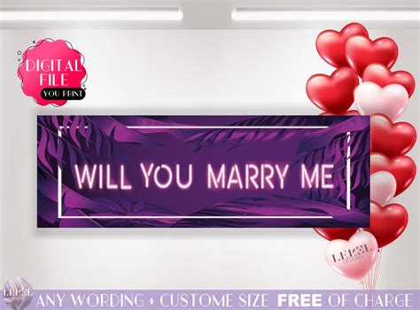Will You Marry Me Banner Printable Marry Me Signs Proposal Etsy