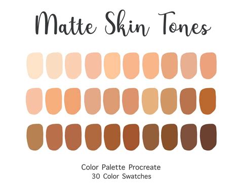 Procreate Color Palette Matte Skin Tones Color Swatches Etsy In 2021