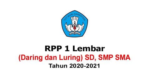 Rpp daring kelas 1 sd 6 untuk sd/mi. RPP Daring dan Luring SD SMP SMA Tahun 2020/2021 ...