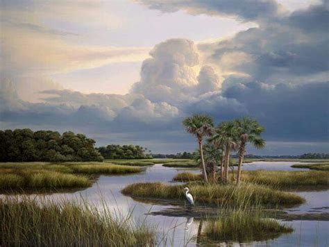 Florida Everglades Watercolor Scenery Beach Scene Painting Landscape Art