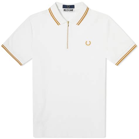 fred perry x miles kane zipped polo shirt white end