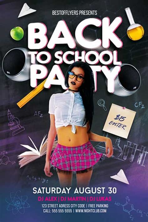 Back To School Party Free Flyers Template Flyer For Club Events