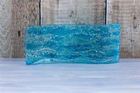 Curved Ocean Wave Fused Glass Panel Wavy Coastal Nautical Etsy Uk