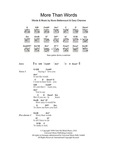 Use transpose and capo to change the chords. More Than Words Sheet Music | Extreme | Guitar Chords/Lyrics