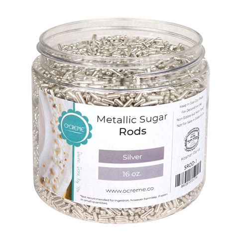 Ocreme Silver Metallic Sugar Rods 2 Lb Sprinkle Mixes Candy Shapes