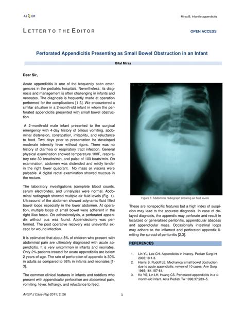 Pdf Perforated Appendicitis Presenting As Small Bowel Obstruction In