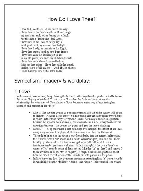 How Do I Love Thee Pdf Rhyme Poetry