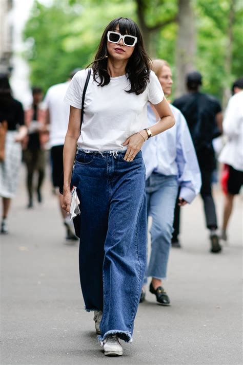 Wide Leg Trousers Throwback Sneakers How To Wear Jeans With Sneakers Popsugar Fashion Photo 26