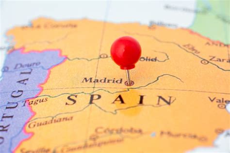 Red Pushpin On Map Of Spain Stock Photo Image 29855366