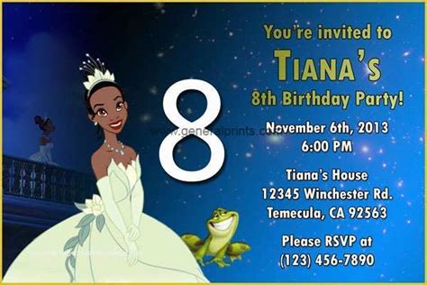 Free Princess Tiana Invitation Template Of Princess And The Frog