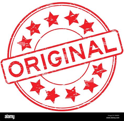 Grunge Red Original With Star Icon Round Rubber Stamp On White