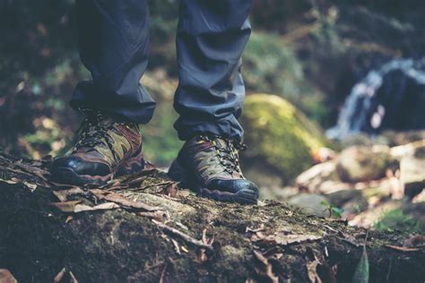 Close Up Of A Mans Feet Hiking On A Mountain Path 1816947 Stock Photo
