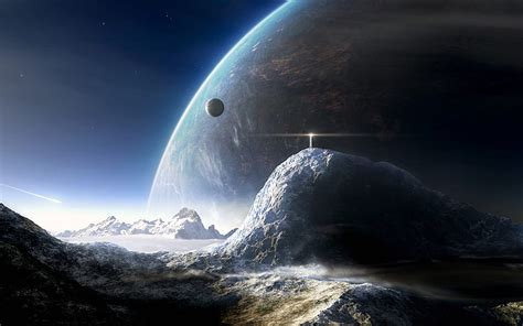 Hd Wallpaper Mountains Outer Space Planets Lighthouses 1920x1200
