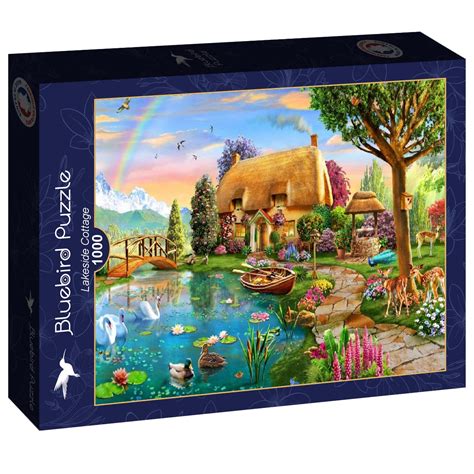 Puzzle Lakeside Cottage Bluebird Puzzle F 90008 1000 Teile Puzzle Auf