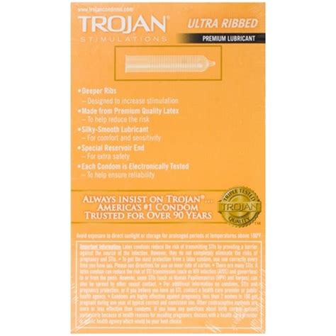 Trojan Ultra Ribbed Lubricant 12 Pack Sex Toys And Adult Novelties Adult Dvd Empire