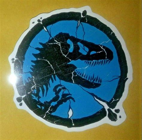 jurassic park dinosaur sticker t rex logo blue black etsy