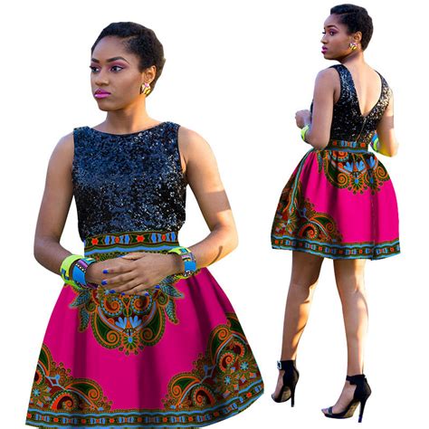 African Skirt For Women Knee Length Bazin Rich Casual African Print