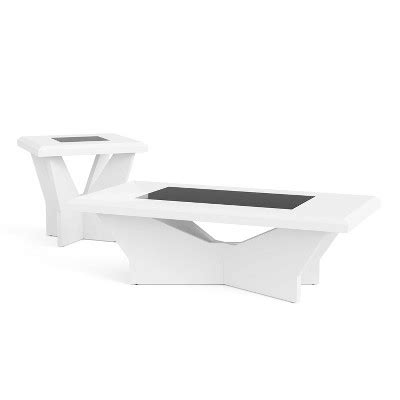 Pc Manke Tempered Glass Top Insert Coffee Table Set White Mibasics
