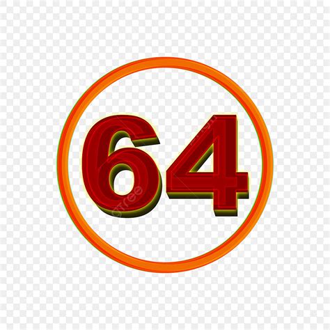 รูปตัวเลข 3 มิติ 64 ในวงกลมบนพื้นหลังโปร่งใส Png 64 จำนวน สัญลักษณ์