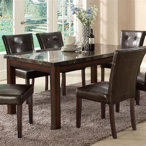 Milton Rectangular Dining Table W Dark Marble Top By Coaster Furniture