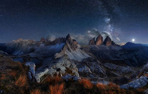 Dolomites Mountains Milky Way Wallpapers Wallpaper Cave