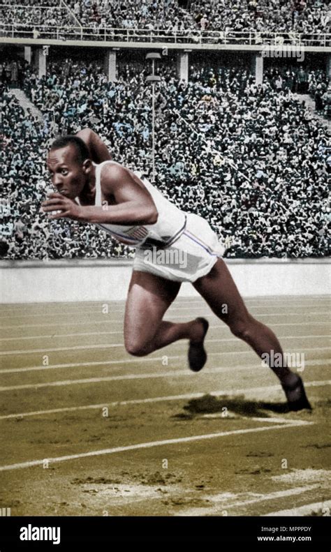 Jesse Owens At The Start Of The 200 Metres At The Berlin Olympic Games