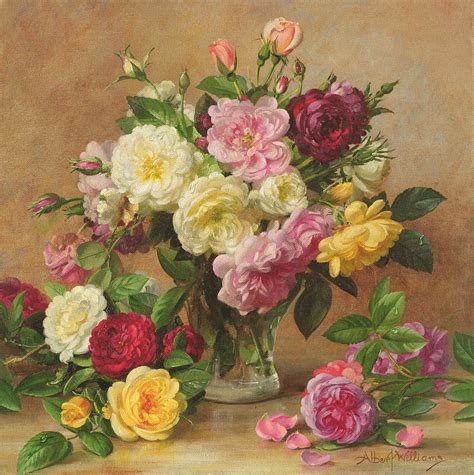 Old Fashioned Victorian Roses Painting By Albert Williams