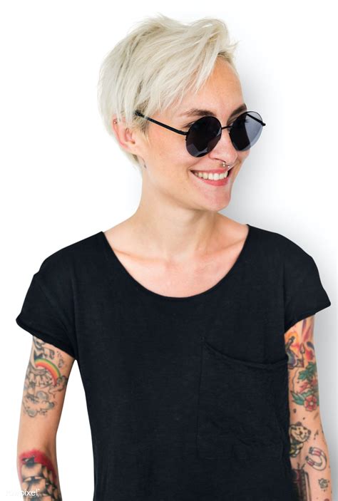 Download Premium Image Of A Blonde Short Haired Woman With Tattoos