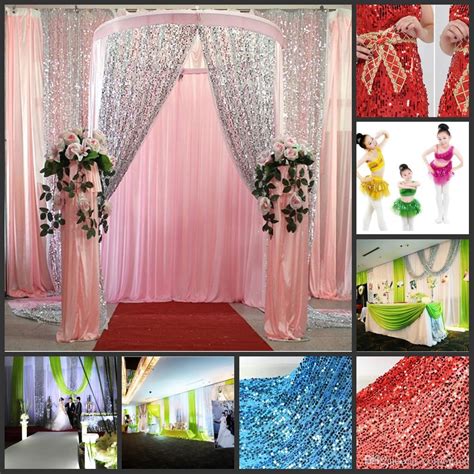 Multicolor Glitter Bling Sequins Cloth Diy Wedding Backdrop Curtains