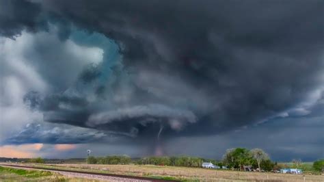 Tornado And Wall Cloud Tornado Forms From Rotating Wall Cloud And