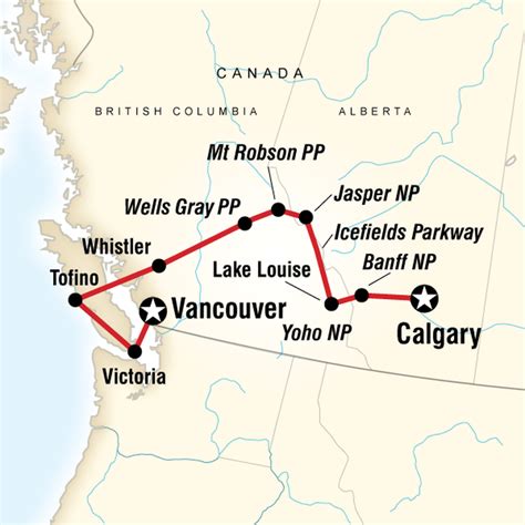 √ Western Canada National Parks Map