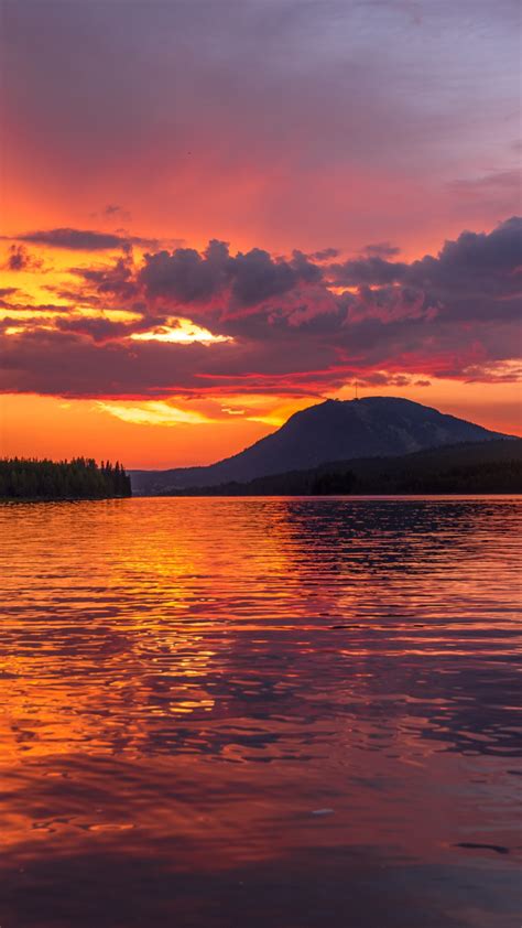 Download 720x1280 Wallpaper Sunset Lake Shine Body Of Water Nature