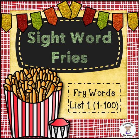 Sight Words Sight Word Fries Fry List 1 Made By Teachers