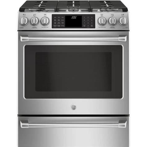 Ge Cafe 56 Cu Ft Slide In Smart Double Oven Dual Fuel Range With